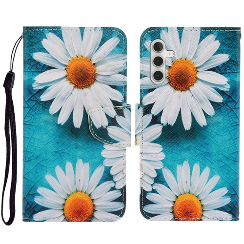 Samsung Galaxy A14 5G Colored Drawing Pattern Leather Phone Case - Daisy