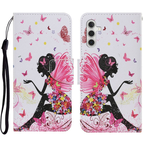 Samsung Galaxy A14 5G Colored Drawing Pattern Leather Phone Case - Dancing Girl