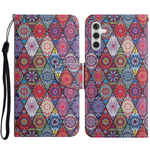 Samsung Galaxy A14 5G Colored Drawing Pattern Leather Phone Case - Diamond Kaleidoscope