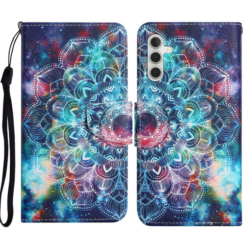 Samsung Galaxy A14 5G Colored Drawing Pattern Leather Phone Case - Star Mandala
