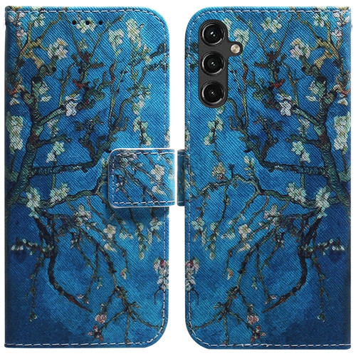 Samsung Galaxy A14 5G Coloured Drawing Horizontal Flip Leather Phone Case - Apricot Flower