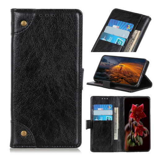 Samsung Galaxy A14 5G Copper Buckle Nappa Texture Horizontal Flip Leather Phone Case - Black