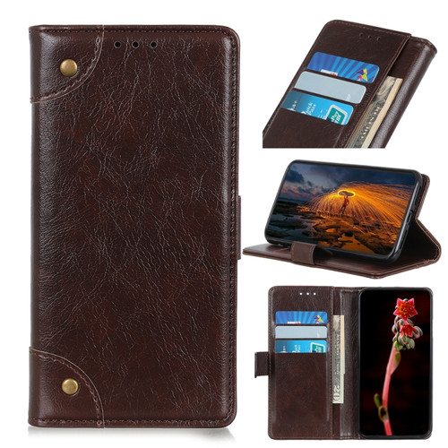 Samsung Galaxy A14 5G Copper Buckle Nappa Texture Horizontal Flip Leather Phone Case - Coffee