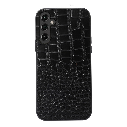 Samsung Galaxy A14 5G Crocodile Texture Genuine Leather Phone Case - Black