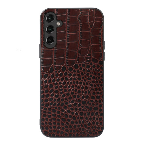 Samsung Galaxy A14 5G Crocodile Texture Genuine Leather Phone Case - Coffee