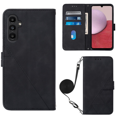 Samsung Galaxy A14 5G Crossbody 3D Embossed Flip Leather Phone Case - Black