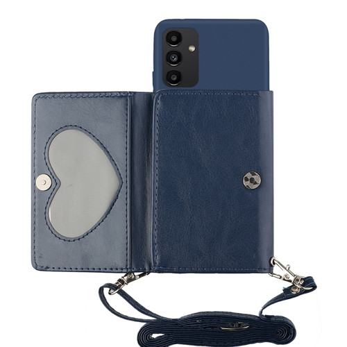 Samsung Galaxy A14 5G Crossbody Lanyard Wallet Card Bag Phone Case - Dark Blue