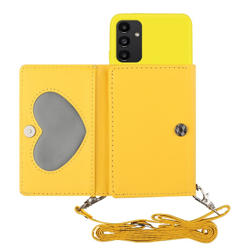 Samsung Galaxy A14 5G Crossbody Lanyard Wallet Card Bag Phone Case - Yellow