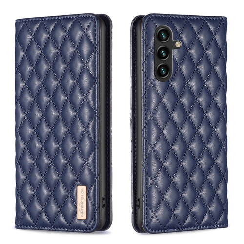 Samsung Galaxy A14 5G Diamond Lattice Magnetic Leather Flip Phone Case - Blue