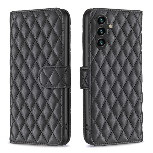 Samsung Galaxy A14 5G Diamond Lattice Wallet Leather Flip Phone Case - Black
