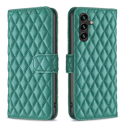 Samsung Galaxy A14 5G Diamond Lattice Wallet Leather Flip Phone Case - Green