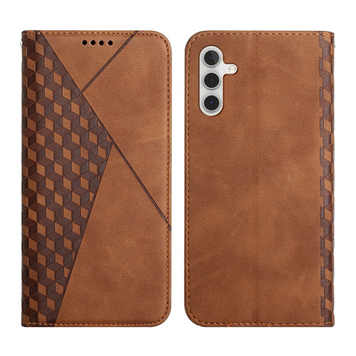 Samsung Galaxy A14 5G Diamond Splicing Skin Feel Magnetic Leather Phone Case - Brown