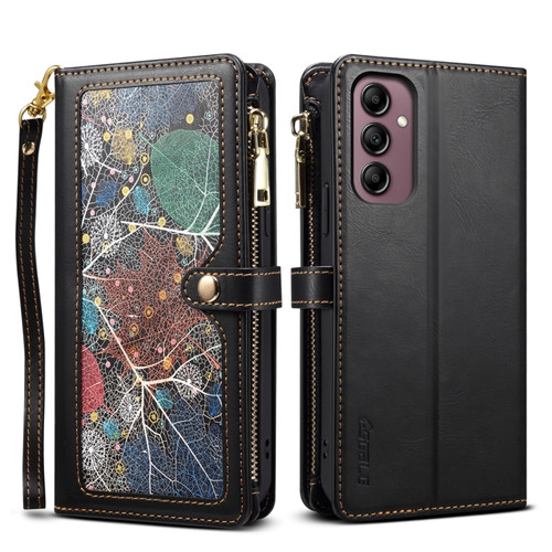 Samsung Galaxy A14 5G ESEBLE Star Series Lanyard Zipper Wallet RFID Leather Case - Black