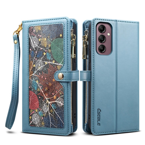Samsung Galaxy A14 5G ESEBLE Star Series Lanyard Zipper Wallet RFID Leather Case - Blue