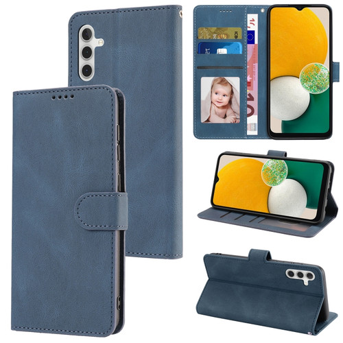Samsung Galaxy A14 5G Fantasy Classic Skin-feel Calfskin Texture PU Phone Case - Blue