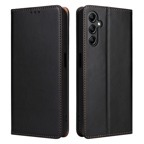 Samsung Galaxy A14 5G Fierre Shann PU Genuine Leather Texture Leather Phone Case - Black