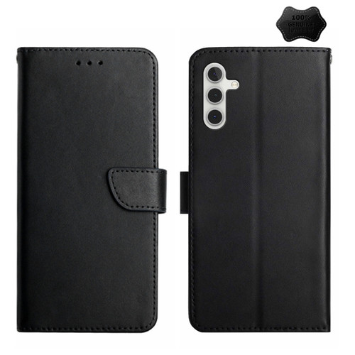 Samsung Galaxy A14 5G Genuine Leather Fingerprint-proof Flip Phone Case - Black