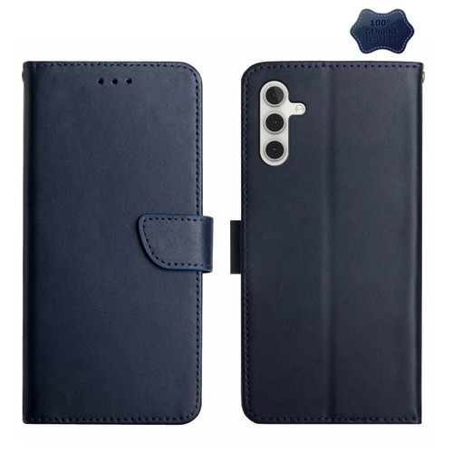 Samsung Galaxy A14 5G Genuine Leather Fingerprint-proof Flip Phone Case - Blue