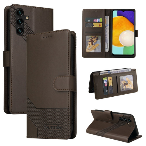 Samsung Galaxy A14 5G GQUTROBE Skin Feel Magnetic Leather Phone Case - Brown