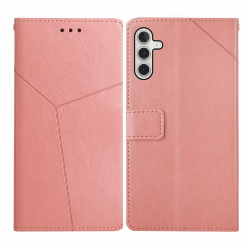 Samsung Galaxy A14 5G HT01 Y-shaped Pattern Flip Leather Phone Case - Pink
