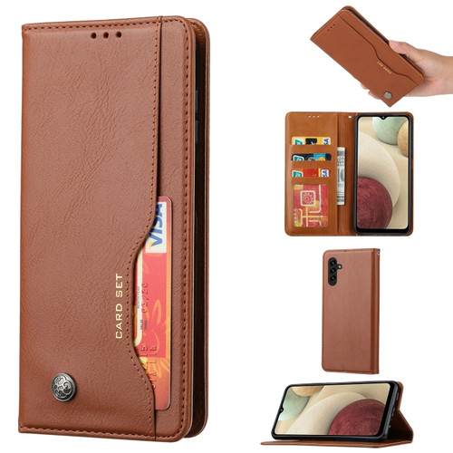 Samsung Galaxy A14 5G Knead Skin Texture Flip Leather Phone Case - Brown