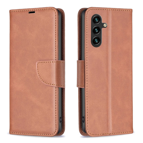 Samsung Galaxy A14 5G Lambskin Texture Leather Phone Case - Brown