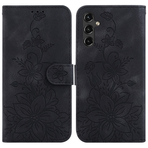 Samsung Galaxy A14 5G Lily Embossed Leather Phone Case - Black