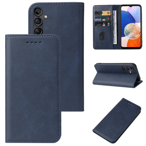 Samsung Galaxy A14 5G Magnetic Closure Leather Phone Case - Blue