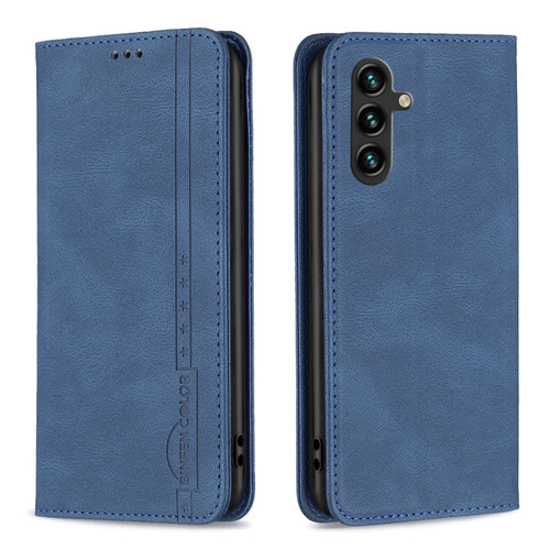 Samsung Galaxy A14 5G Magnetic RFID Blocking Anti-Theft Leather Phone Case - Blue