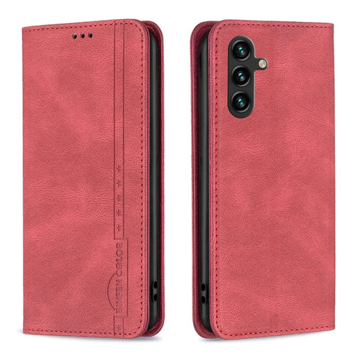 Samsung Galaxy A14 5G Magnetic RFID Blocking Anti-Theft Leather Phone Case - Red