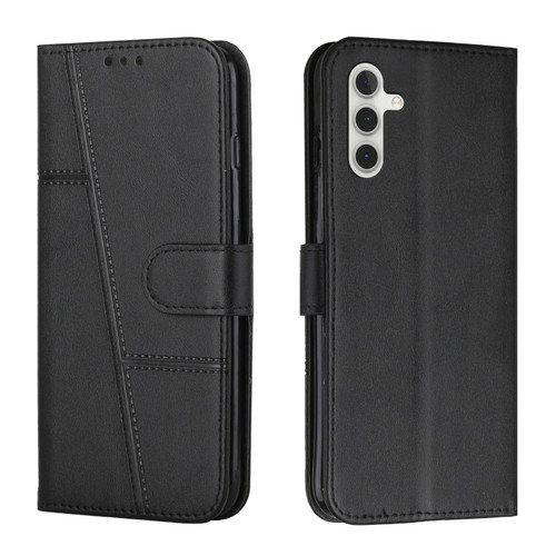 Samsung Galaxy A14 5G Stitching Calf Texture Buckle Leather Phone Case - Black