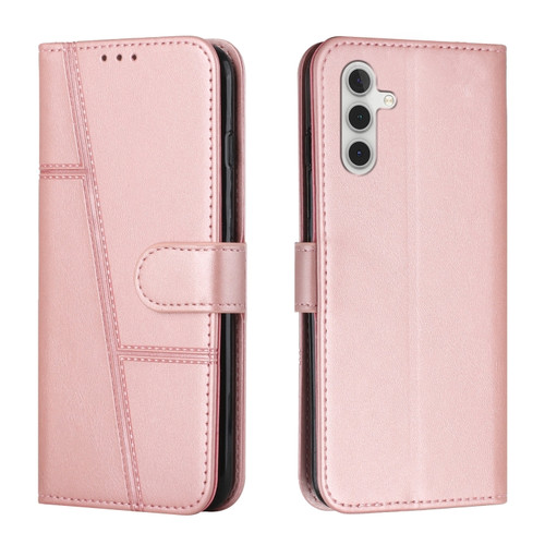 Samsung Galaxy A14 5G Stitching Calf Texture Buckle Leather Phone Case - Pink