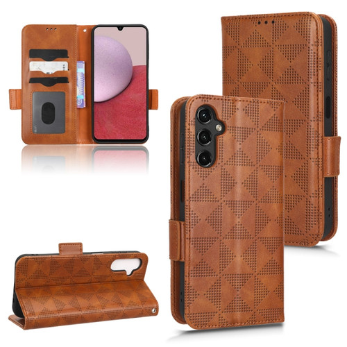 Samsung Galaxy A14 5G Symmetrical Triangle Leather Phone Case - Brown