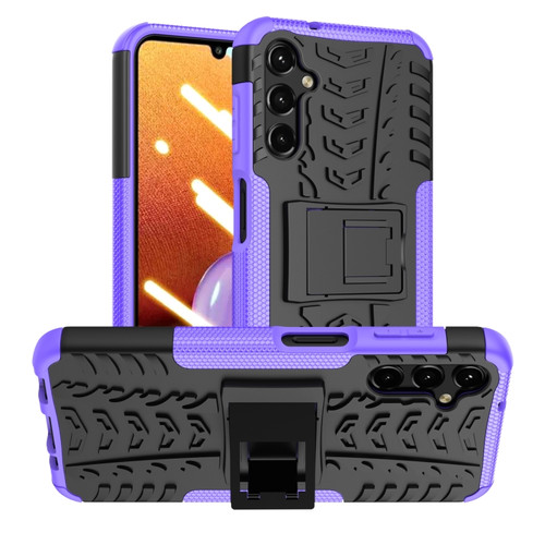 Samsung Galaxy A14 5G Tire Texture TPU + PC Phone Case with Holder - Purple