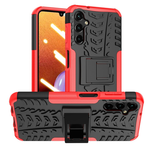 Samsung Galaxy A14 5G Tire Texture TPU + PC Phone Case with Holder - Red