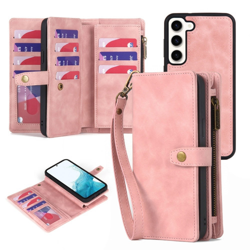 Samsung Galaxy A14 5G Zipper Wallet Detachable MagSafe Leather Phone Case - Pink
