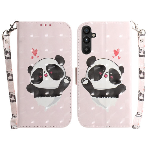 Samsung Galaxy A54 5G 3D Colored Pattern Flip Leather Phone Case - Heart Panda
