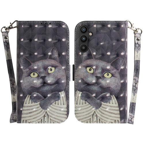 Samsung Galaxy A54 5G 3D Colored Pattern Flip Leather Phone Case - Hug Cat