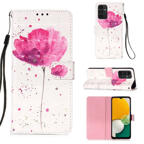 Samsung Galaxy A54 5G 3D Painting Horizontal Flip Leather Phone Case - Flower