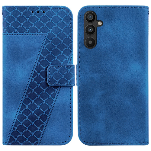 Samsung Galaxy A54 5G 7-shaped Embossed Leather Phone Case - Blue