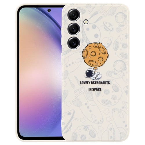 Samsung Galaxy A54 5G Astronaut Pattern Silicone Straight Edge Phone Case - Lovely Astronaut-White