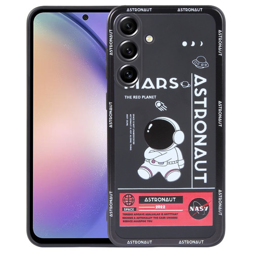 Samsung Galaxy A54 5G Astronaut Pattern Silicone Straight Edge Phone Case - Mars Astronaut-Black