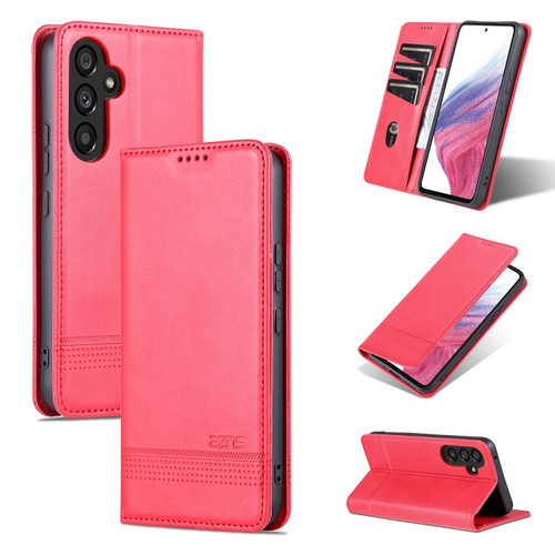 Samsung Galaxy A54 5G AZNS Magnetic Calf Texture Flip Leather Phone Case - Red