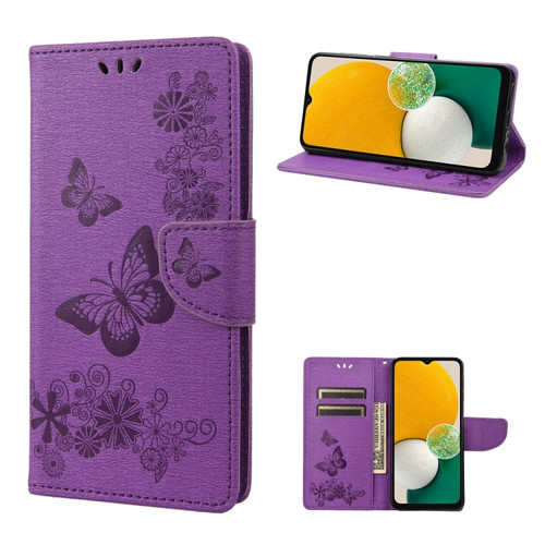 Samsung Galaxy A54 5G Butterfly Embossed Horizontal Flip Leather Phone Case - Purple