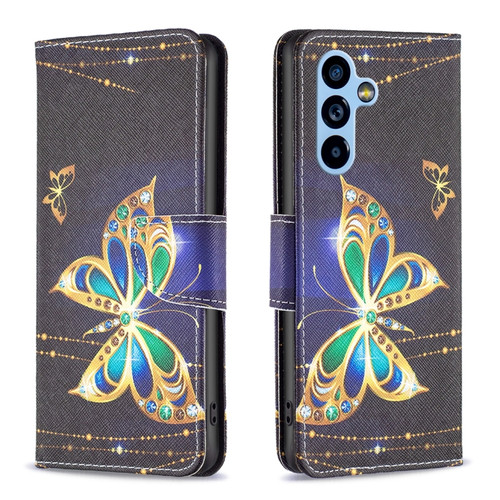 Samsung Galaxy A54 5G Colored Drawing Pattern Leather Phone Case - Big Butterfly