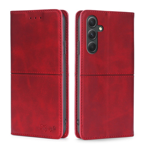 Samsung Galaxy A54 5G Cow Texture Magnetic Leather Phone Case - Red