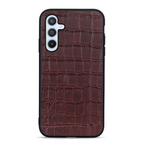 Samsung Galaxy A54 5G Crocodile Texture Genuine Leather Phone Case - Brown