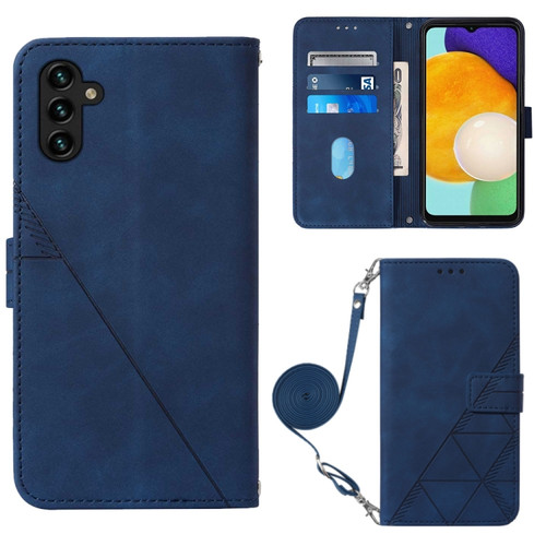 Samsung Galaxy A54 5G Crossbody 3D Embossed Flip Leather Phone Case - Blue