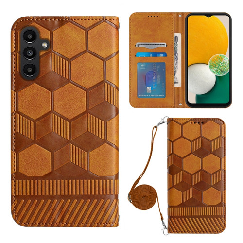 Samsung Galaxy A54 5G Crossbody Football Texture Magnetic PU Phone Case - Khaki