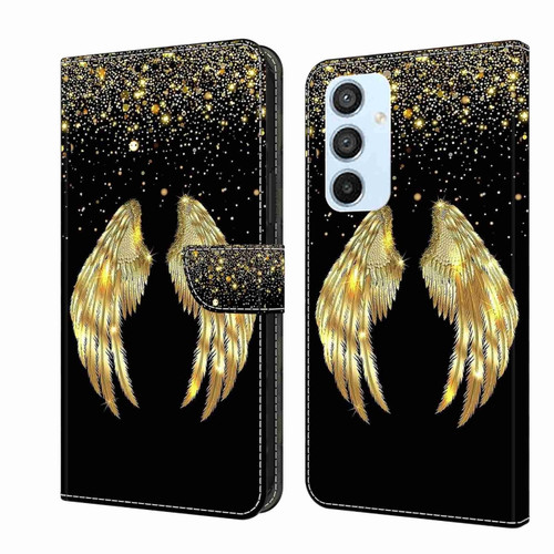 Samsung Galaxy A54 5G Crystal 3D Shockproof Protective Leather Phone Case - Golden Wings